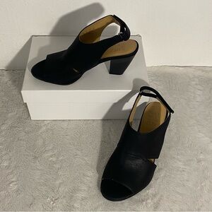 Naturalizer Tatum Black Heeled Slingback Peep Toe Sandals Women’s Size 7M